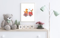 Kinderzimmer Poster Fuchs auf dem Traktor 2