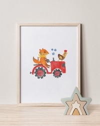Kinderzimmer Poster Fuchs auf dem Traktor 3