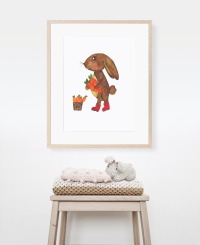 Kinderzimmer Poster Hase mit Möhren