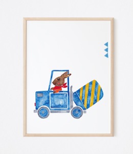 Kinderzimmer Poster Hase auf der Baustelle