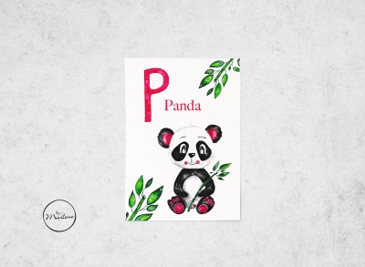 Buchstaben Postkarte Panda Postkarte ABC Geschenk zur Einschulung