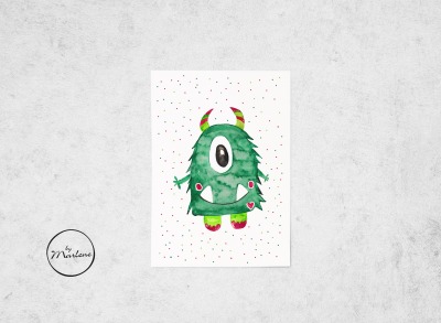 Postkarte Monster Postkarte für Kinder Einladungskarte Kindergeburtstag