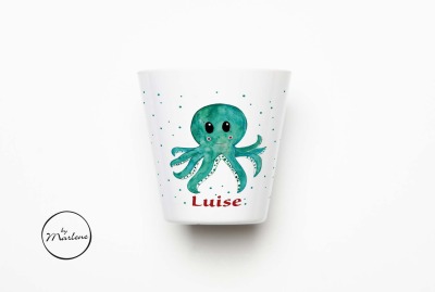 Kinderbecher Oktopus personalisiert Zahnputzbecher mit Namen