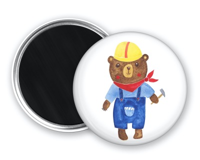 Kühlschrank Magnet Bär-Bauarbeiter Mitgebsel Kindergeburtstag