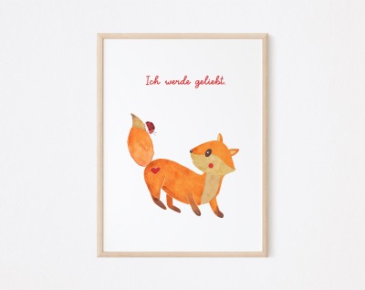 Kinderzimmer Poster Fuchs mit einer Affirmation