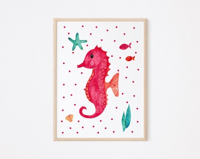 Kinderzimmer Poster Seepferdchen
