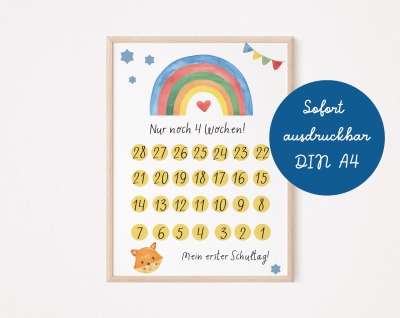 Countdown zur Einschulung Regenbogen - digitaler Download