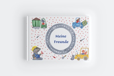 Freundebuch Kindergarten Tiere auf der Baustelle Fahrzeuge Geschenk Kindergarten Start Geschenk