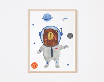 Kinderzimmer Poster Bär Astronaut