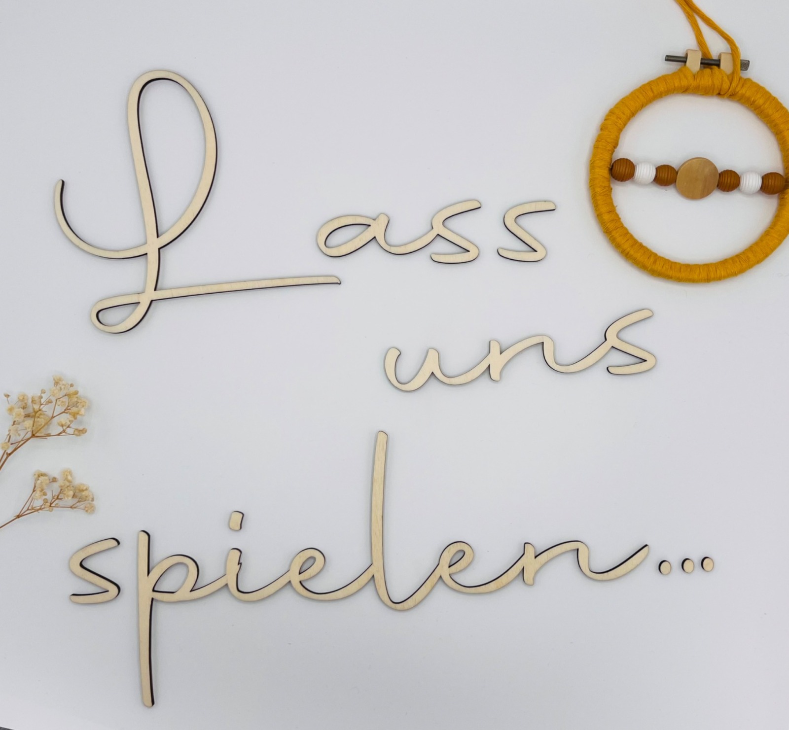 Lass uns spielen... Schriftzug aus Holz