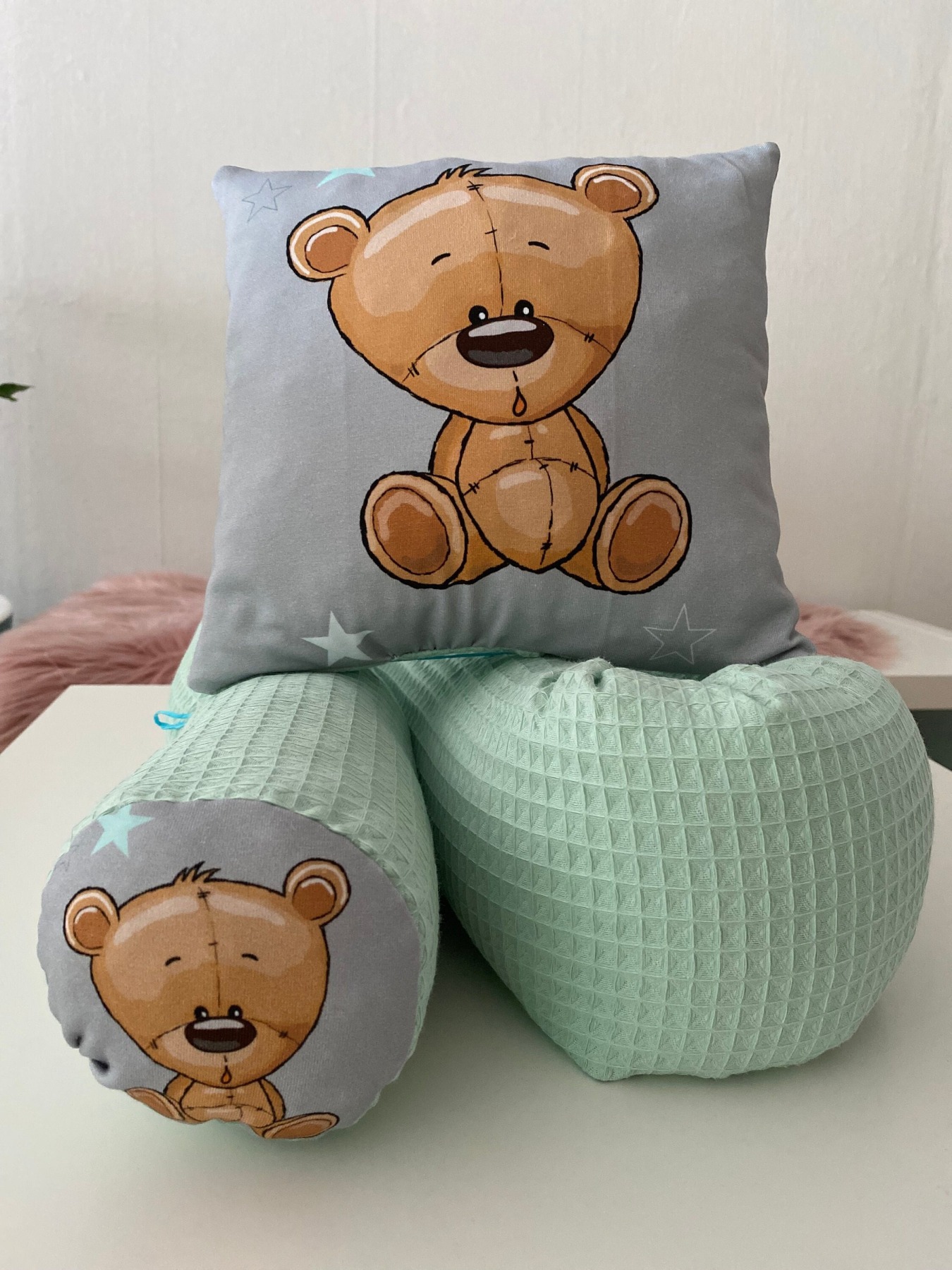 Geschenk-Set Bettschlange und Kuschelkissen Teddy