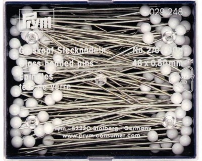 Glaskopf Stecknadeln - Fb weiß 48x080mm