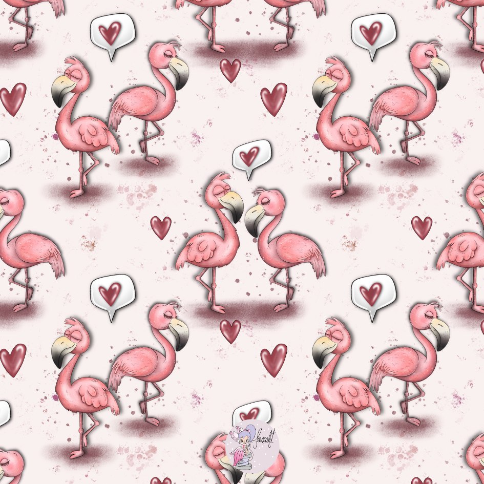 Vorbestellung - Jersey o. French Terry / 24,00 EUR/m - Eigenproduktion - Flamingo-Liebe rosa