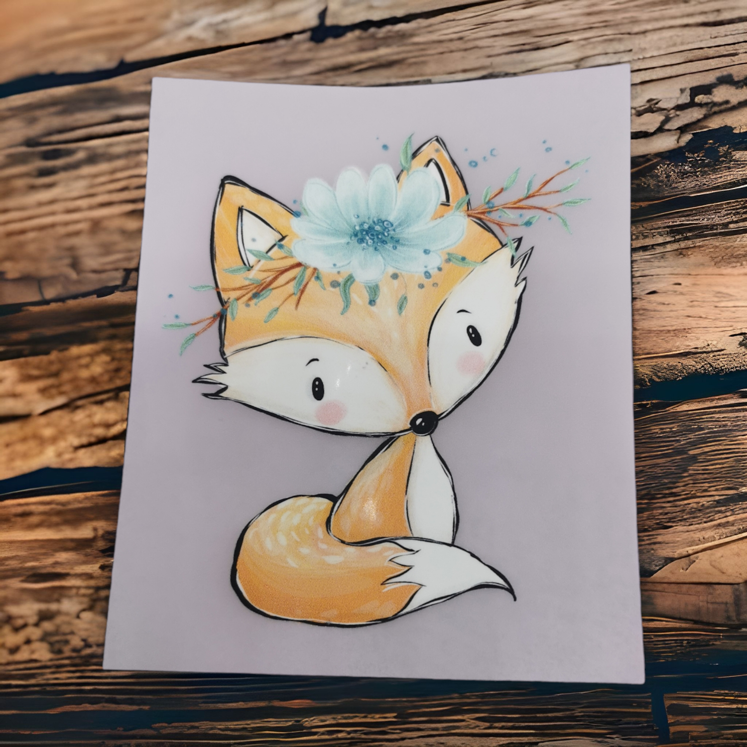 Bügelbild Fuchs mit Blume