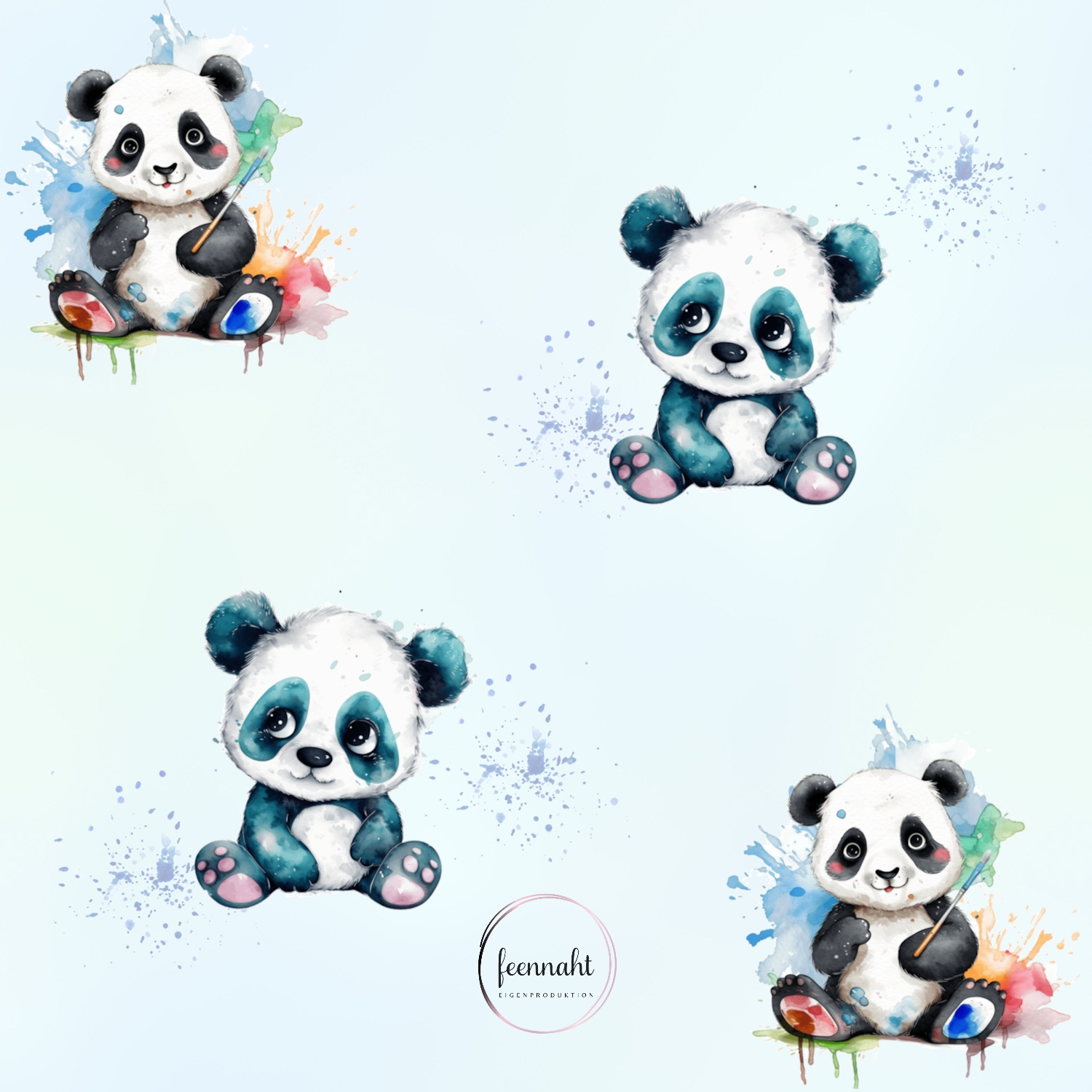 Vorbestellung - Jersey o. French Terry / 23,00 EUR/m - Eigenproduktion - Panda hellblau