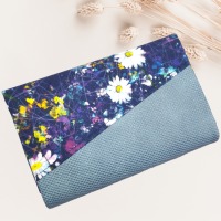kleines Portemonnaie für Damen Blumen hellblau 4