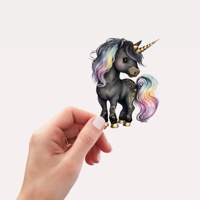 Bügelbild schwarzes Einhorn