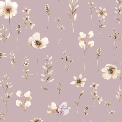 Vorbestellung - Jersey o. French Terry / 24,00 EUR/m - Eigenproduktion - Boho Flowers dusty mauve