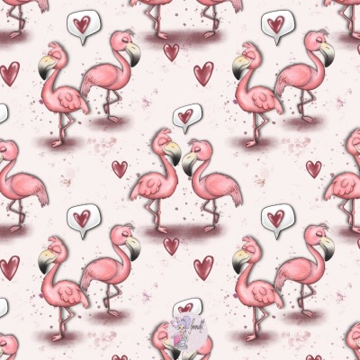 Vorbestellung - Lycra / 24,00 EUR/m - Eigenproduktion - Flamingo-Liebe rosa