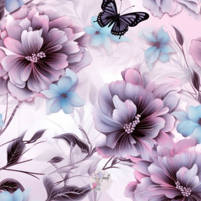 Vorbestellung - Bio Baumwolle Webware / 23,00 EUR/m - Eigenproduktion - floral butterfly