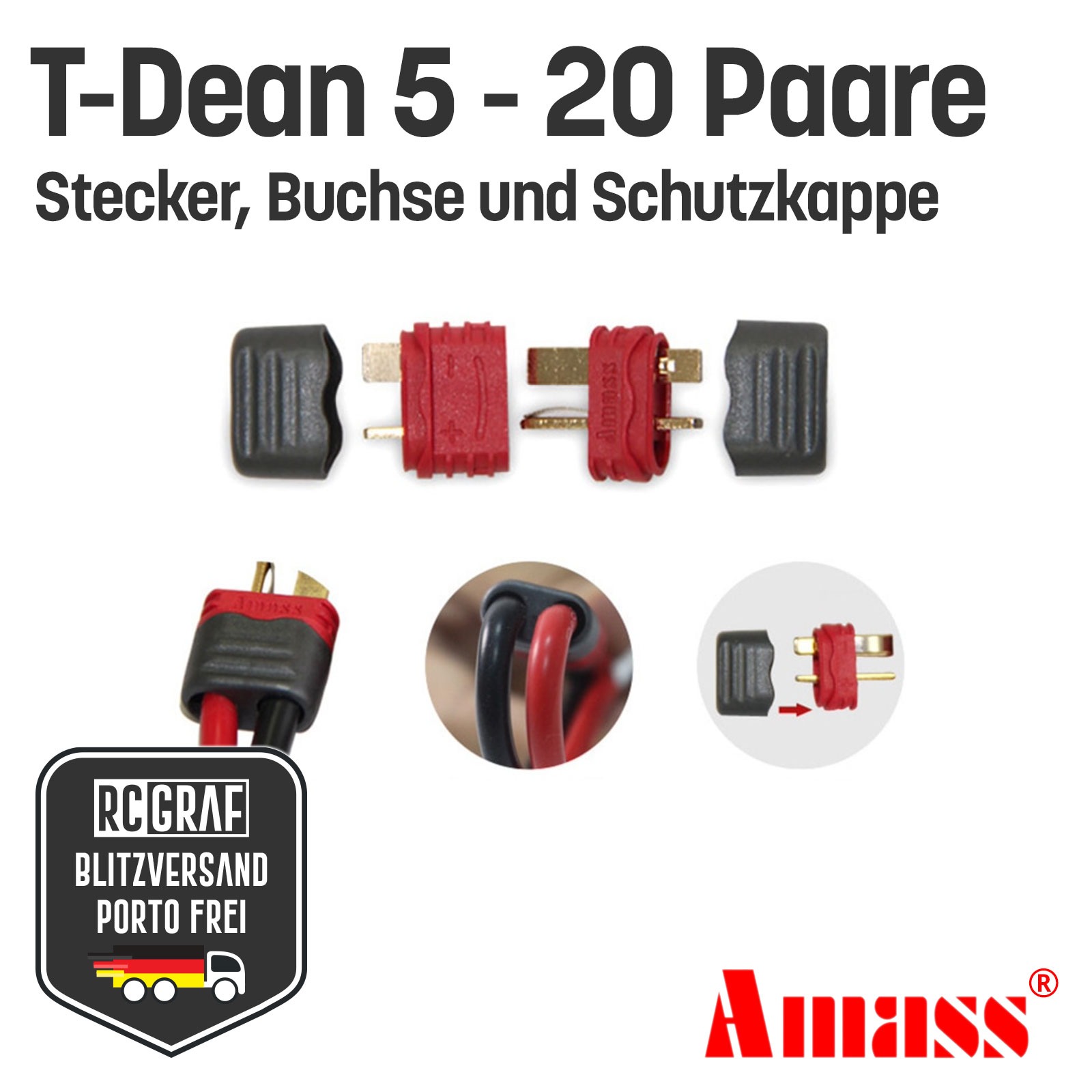 10 Paare T-Dean T-Plug Original Amass Stecker Buchse 3