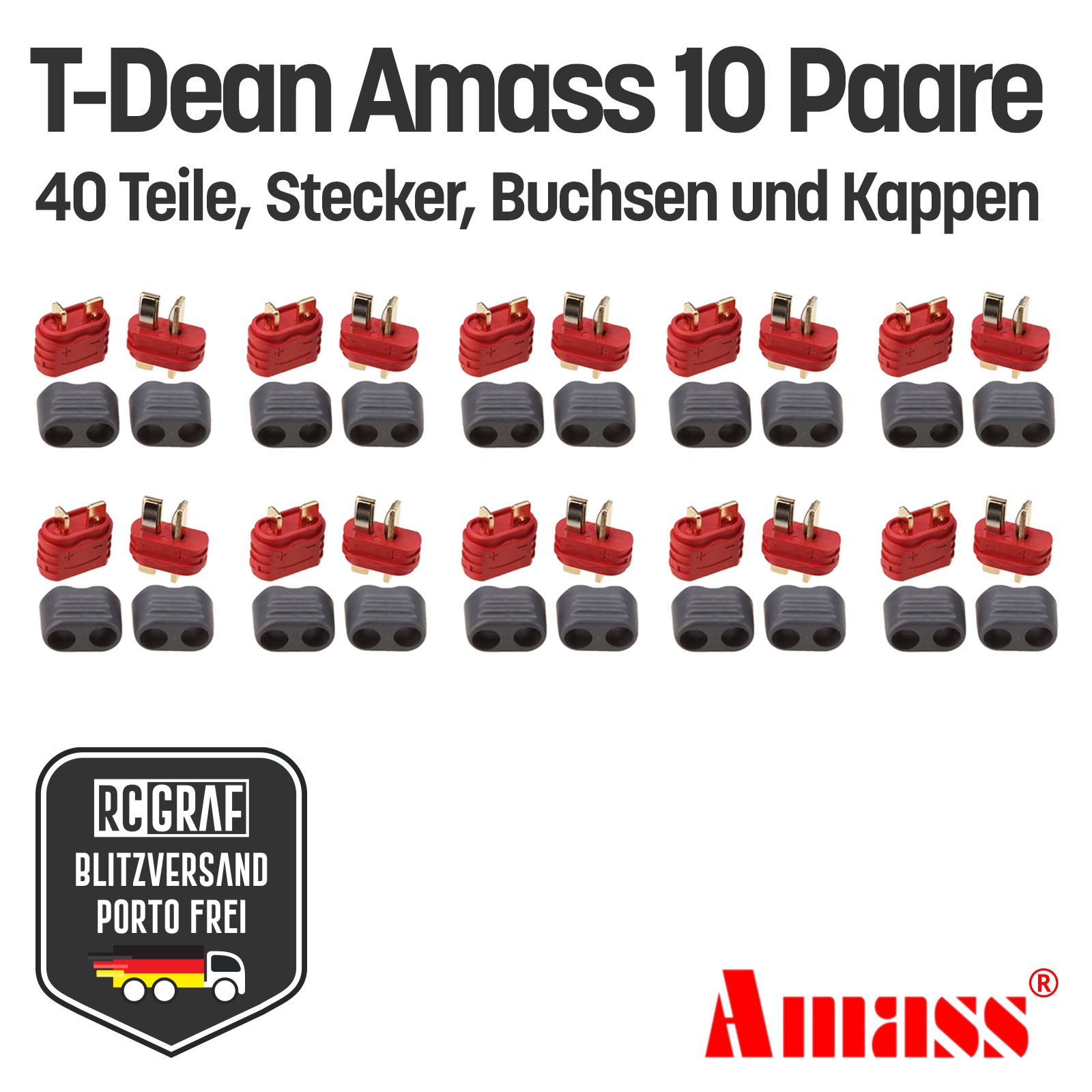 10 Paare T-Dean T-Plug Original Amass Stecker Buchse