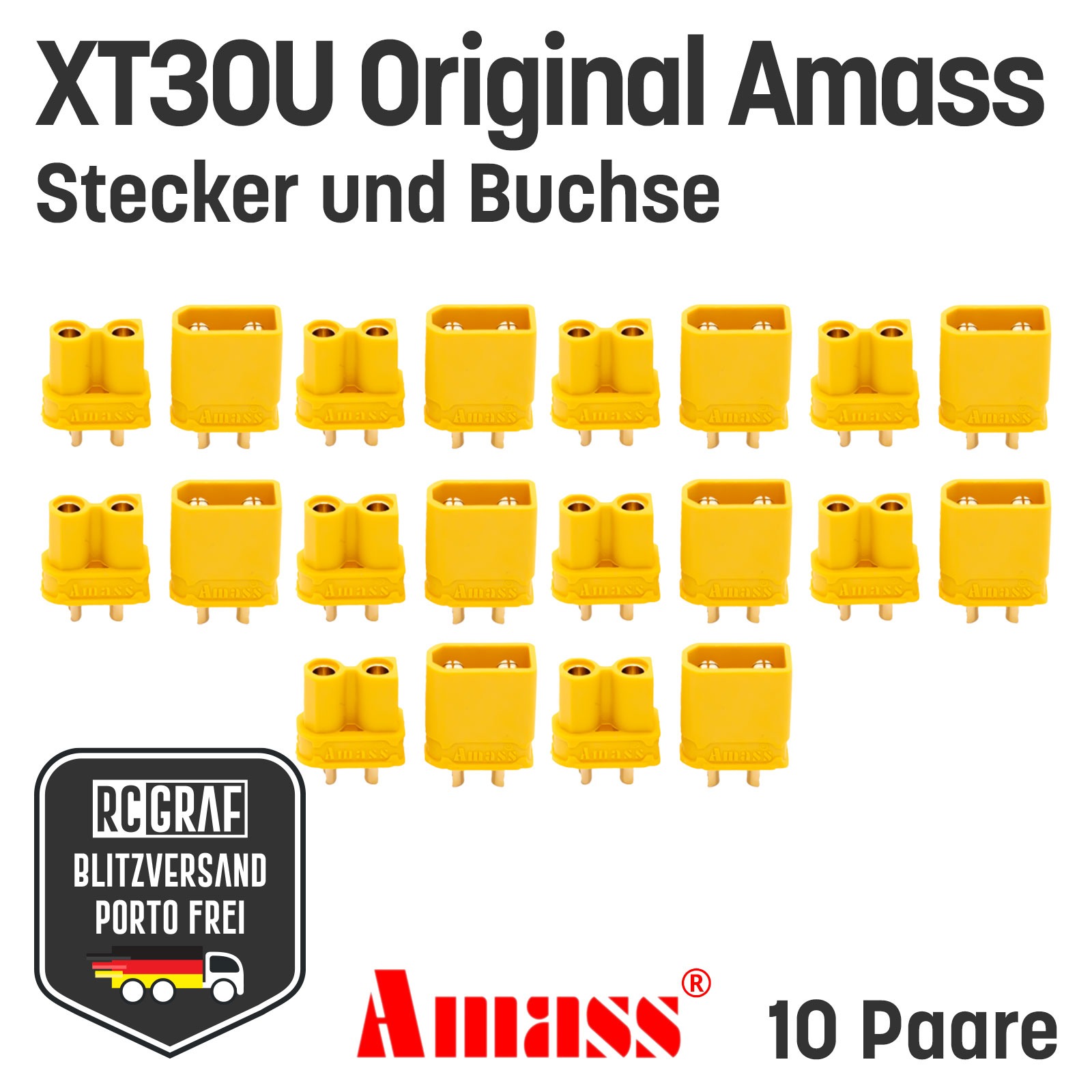 10 Paare XT30U Original Amass
