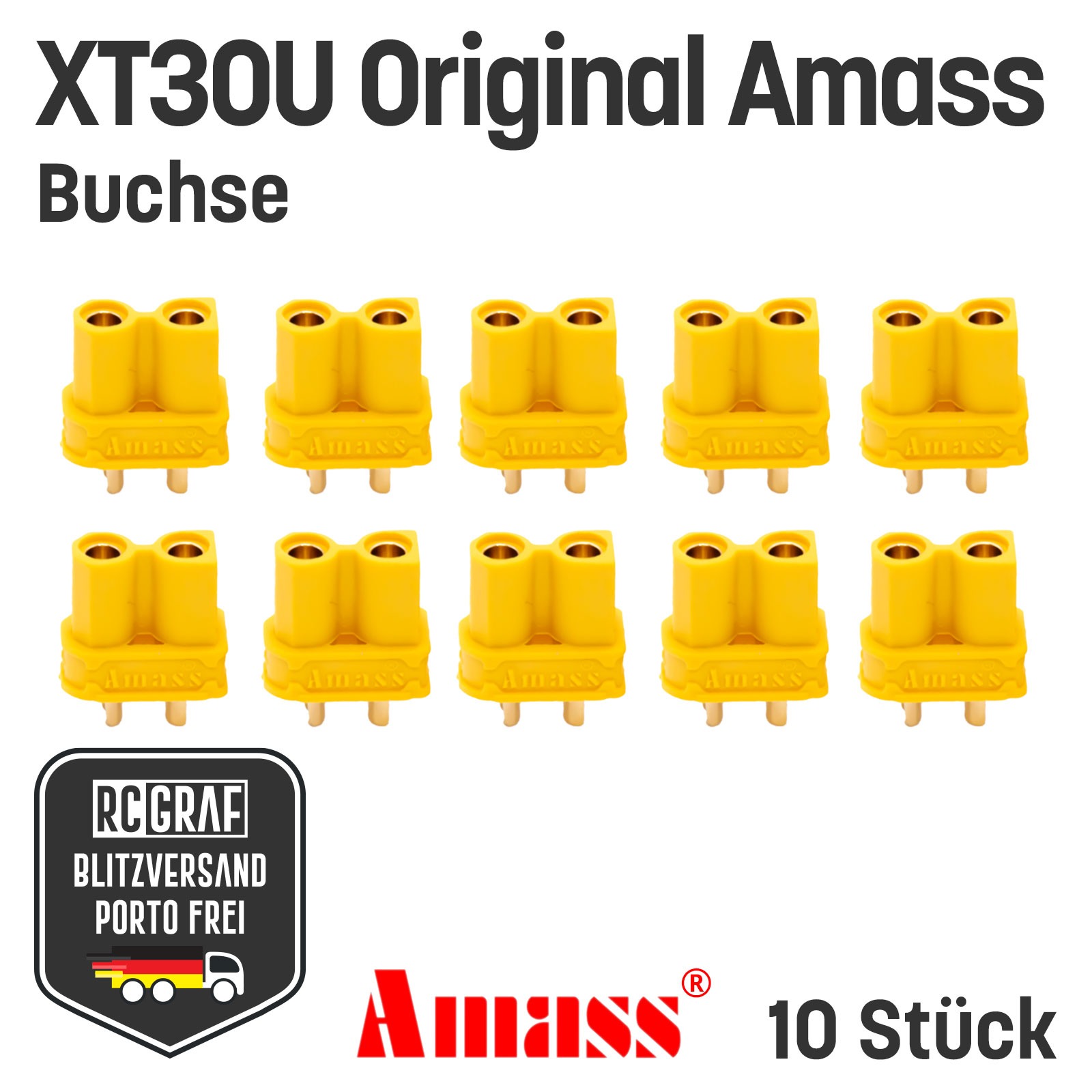 10 Buchsen XT30U Original Amass