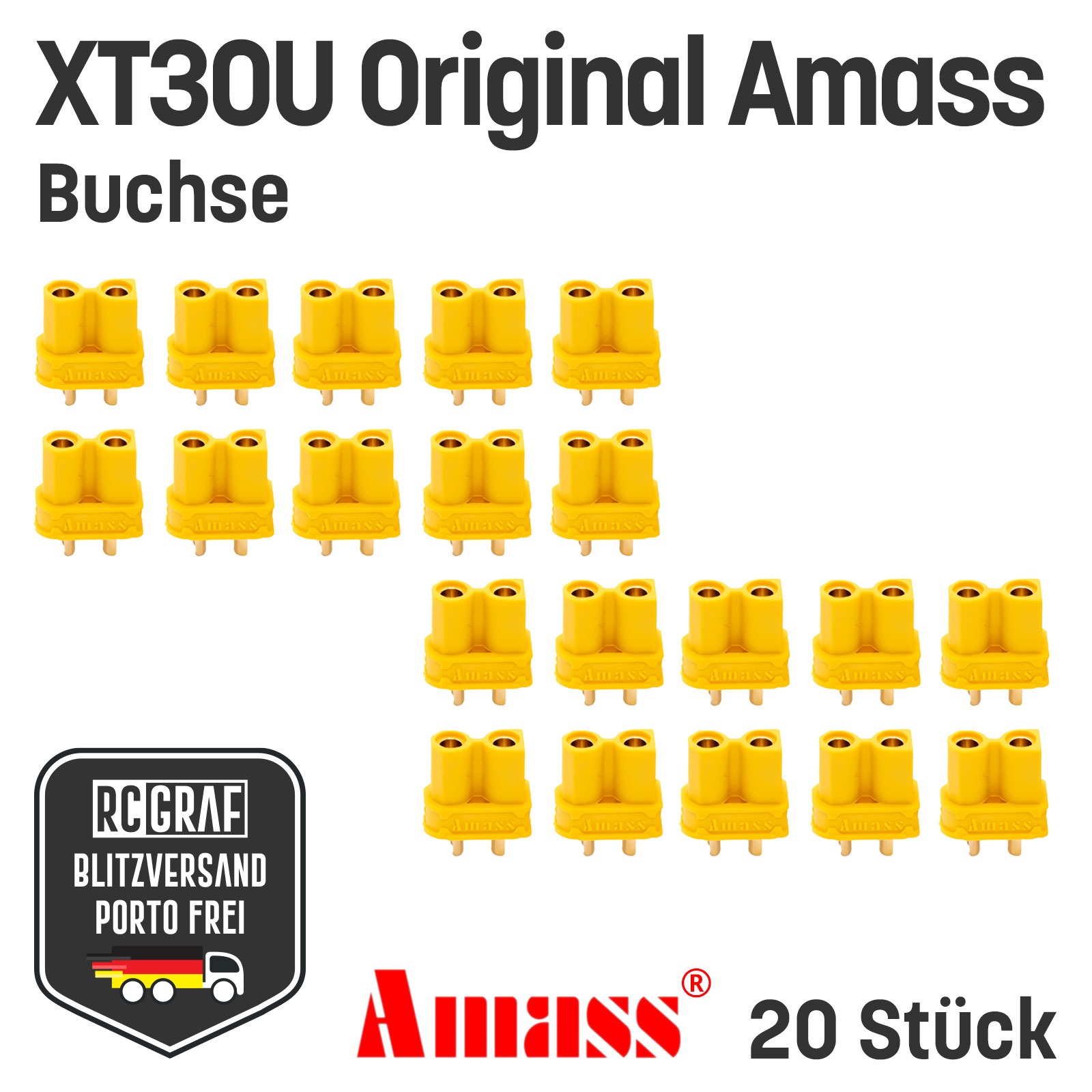 20 Buchsen XT30U Original Amass