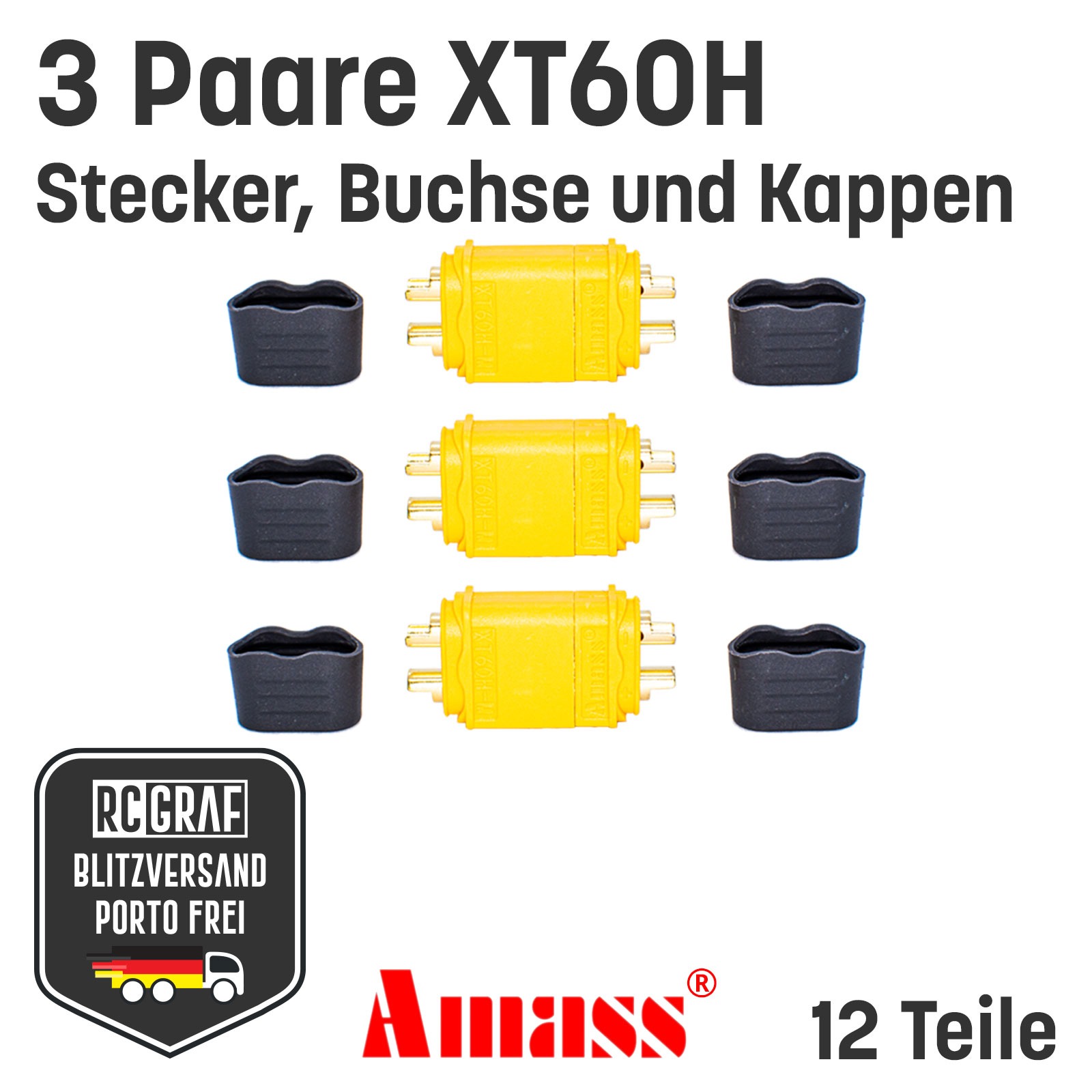 3 Paare XT60H Original Amass XT60 Stecker Buchse Gelb