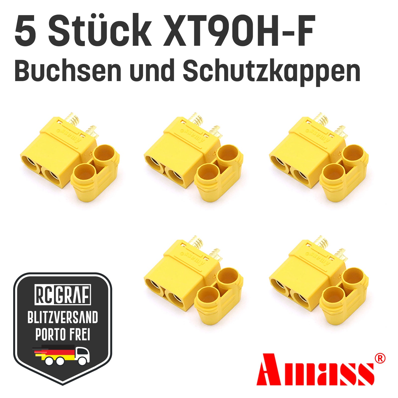 5 Buchsen XT90H XT90 Hochstrom Goldstecker Original Amass