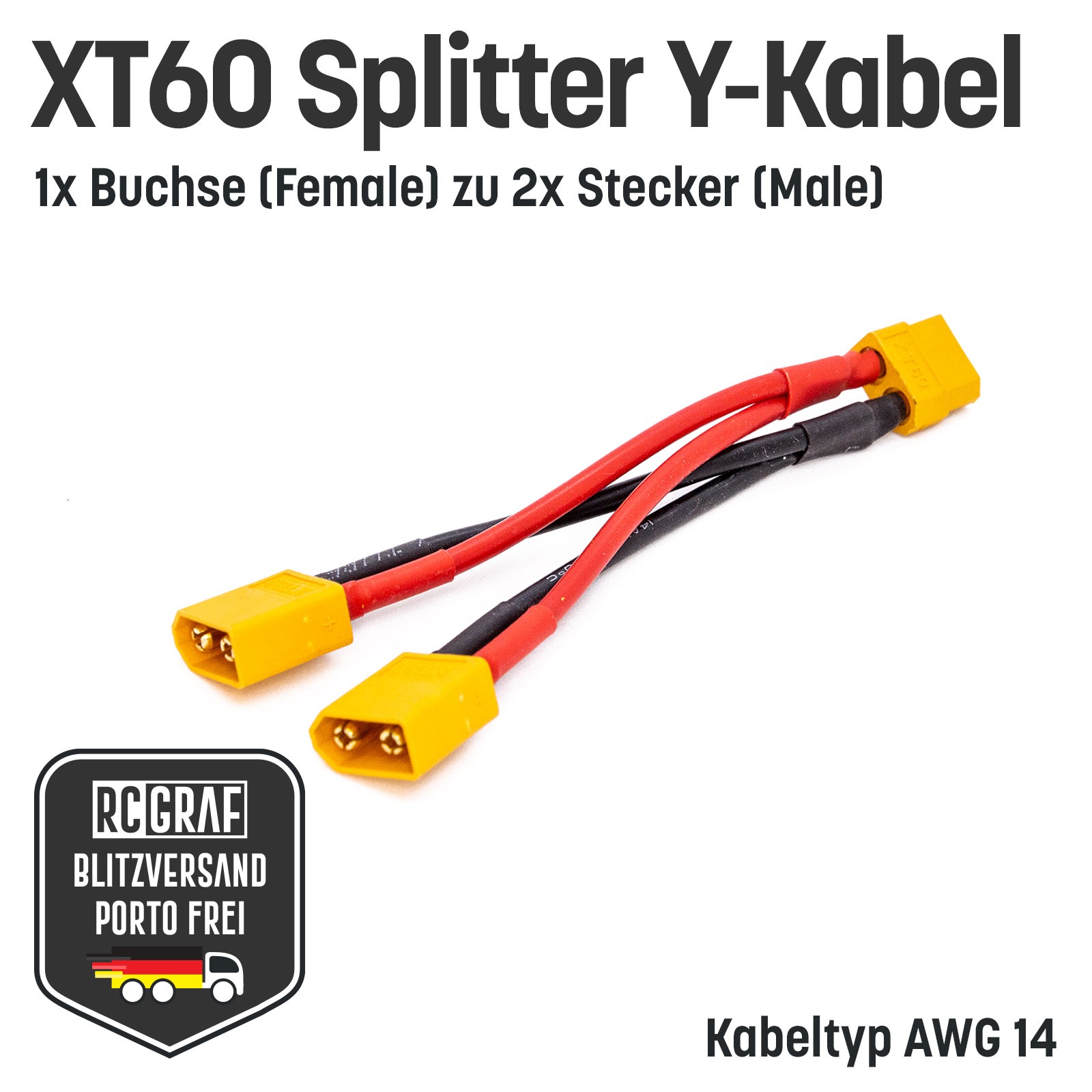 XT60 Adapter 1x Buchse zu 2x Stecker Y-Kabel Splitter 2