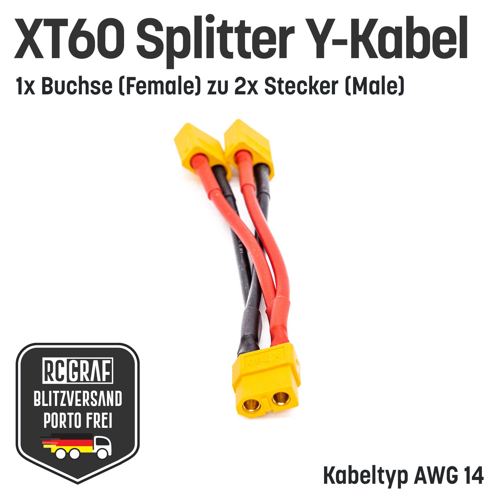 XT60 Adapter 1x Buchse zu 2x Stecker Y-Kabel Splitter 4