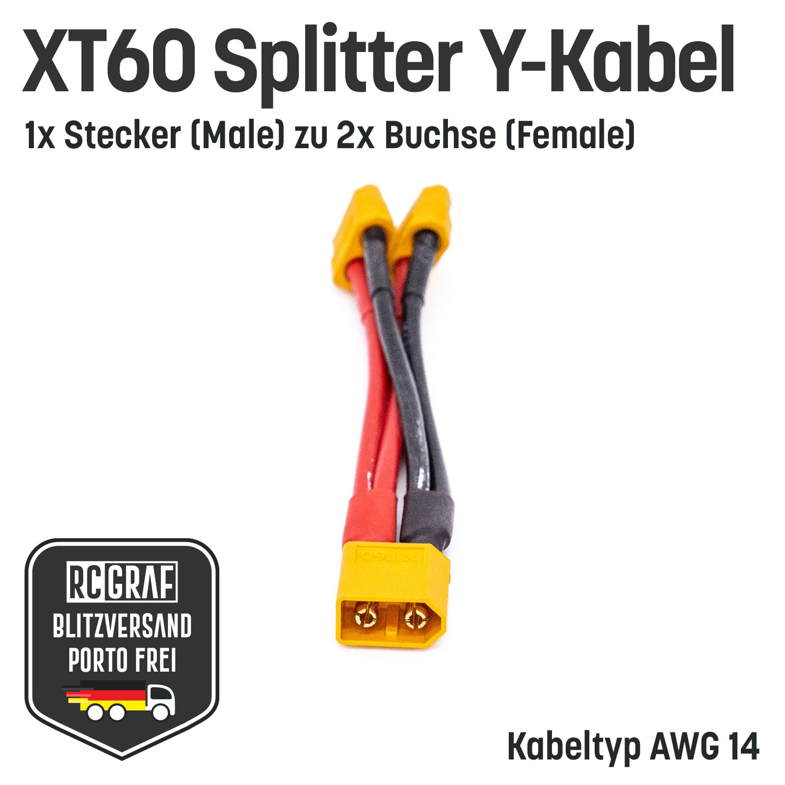 XT60 Adapter 1x Stecker zu 2x Buchsen Y-Kabel Splitter 3