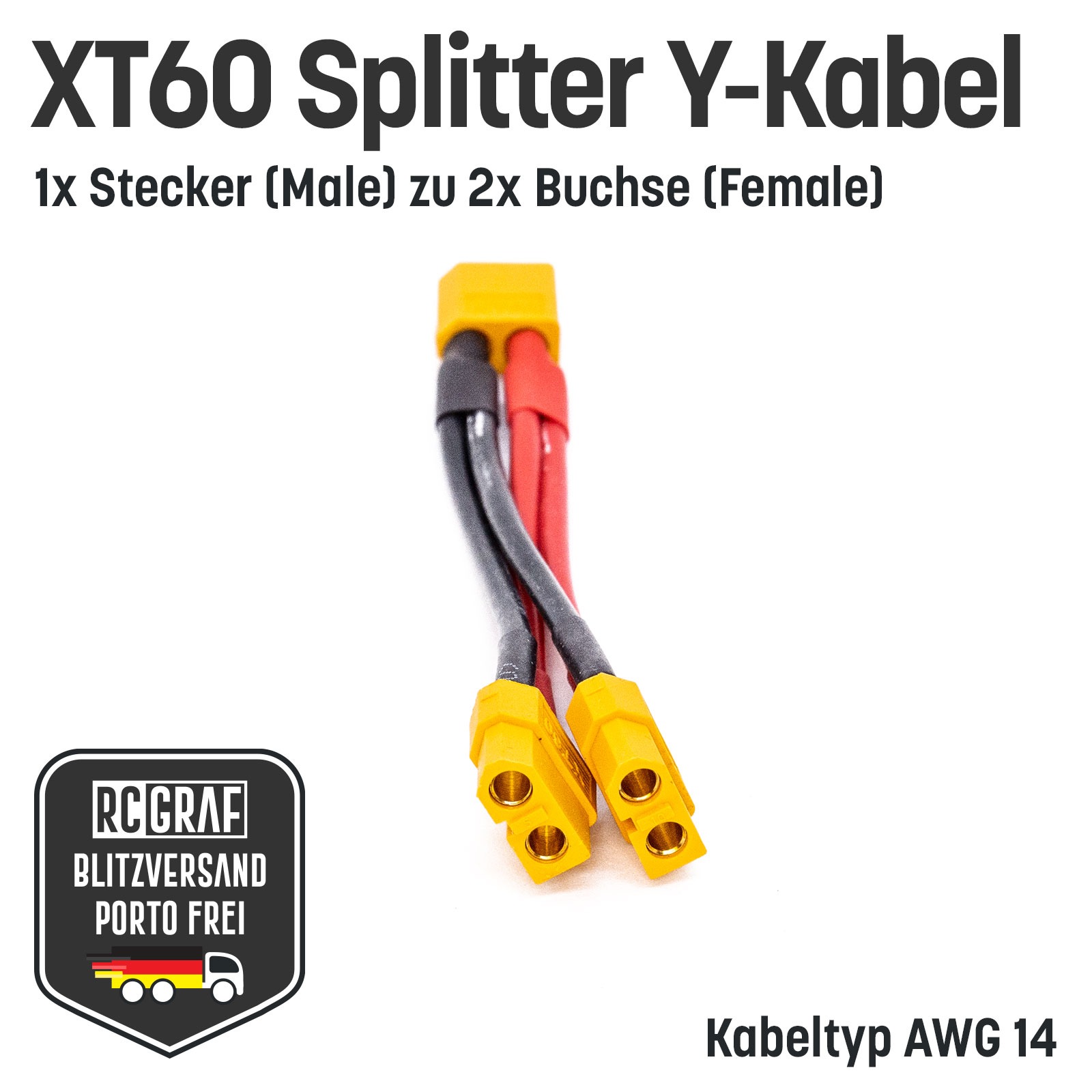 XT60 Adapter 1x Stecker zu 2x Buchsen Y-Kabel Splitter 4