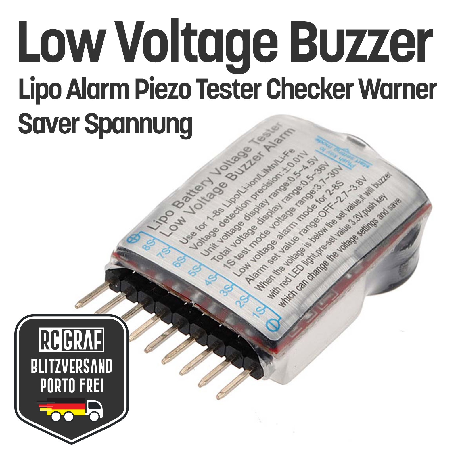 Low Voltage Buzzer Lipo Alarm Piezo Tester 2