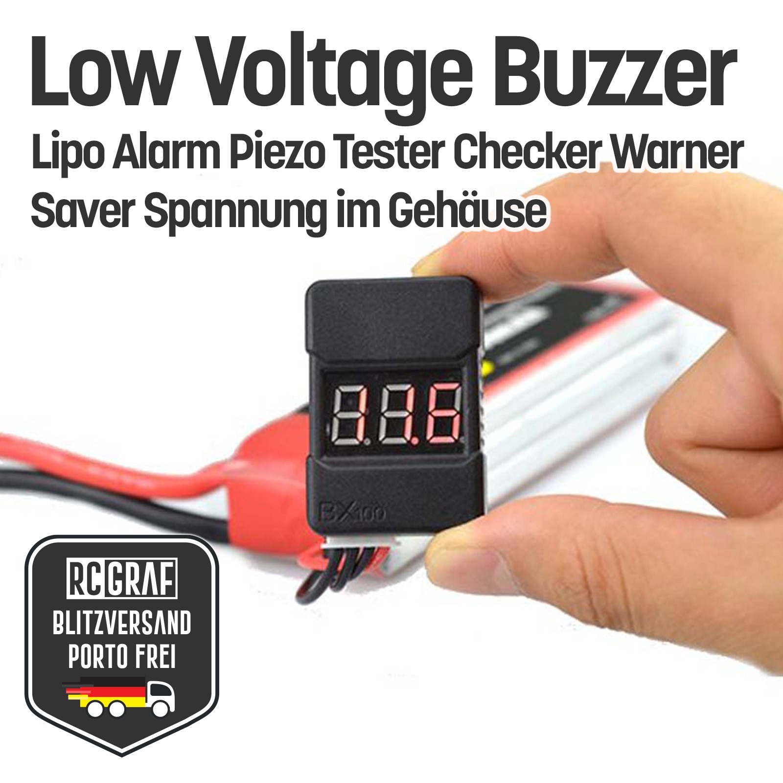 4x Low Voltage Buzzer Lipo Alarm Piezo Tester Gehäuse 5