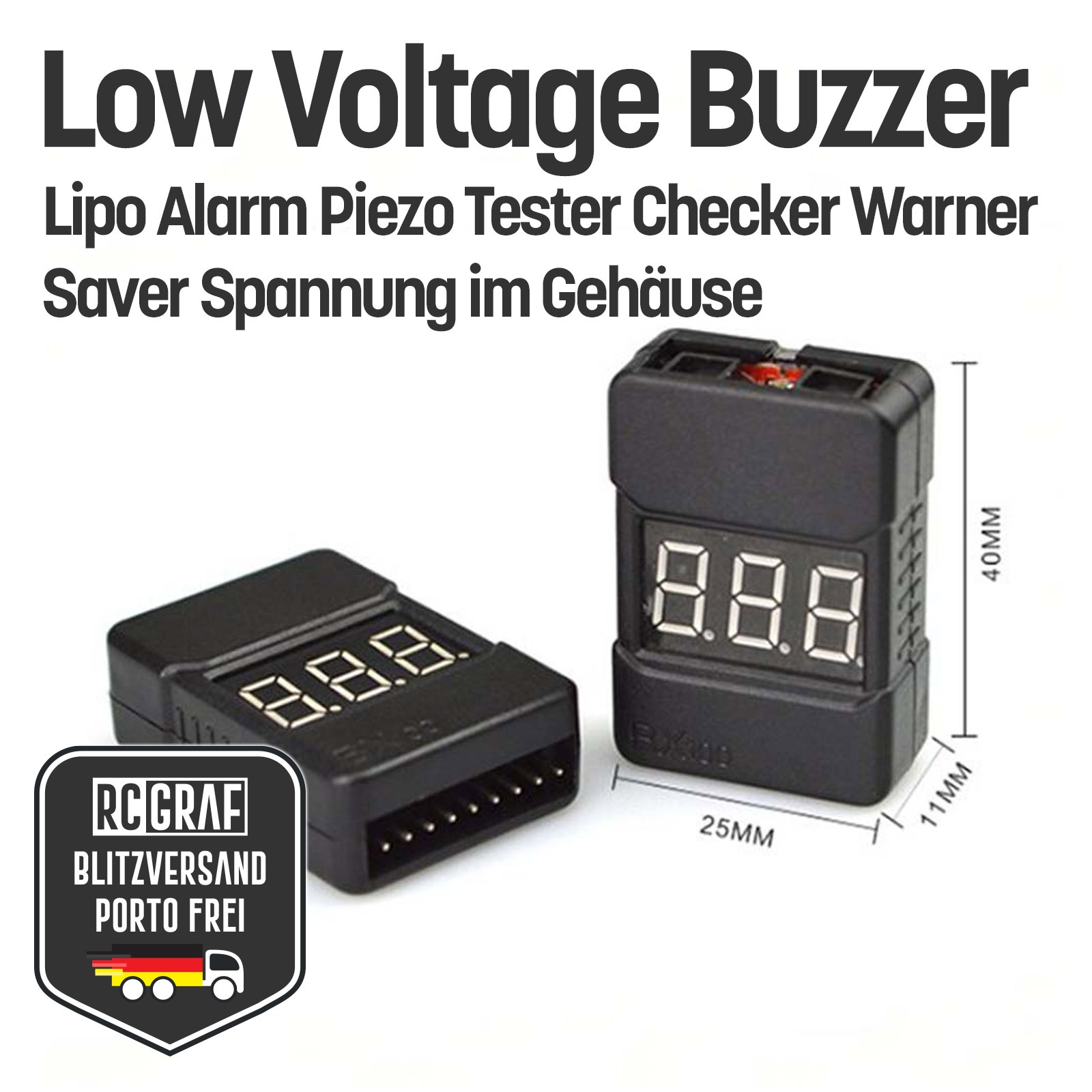 Low Voltage Buzzer Lipo Alarm Piezo Tester Gehäuse 3