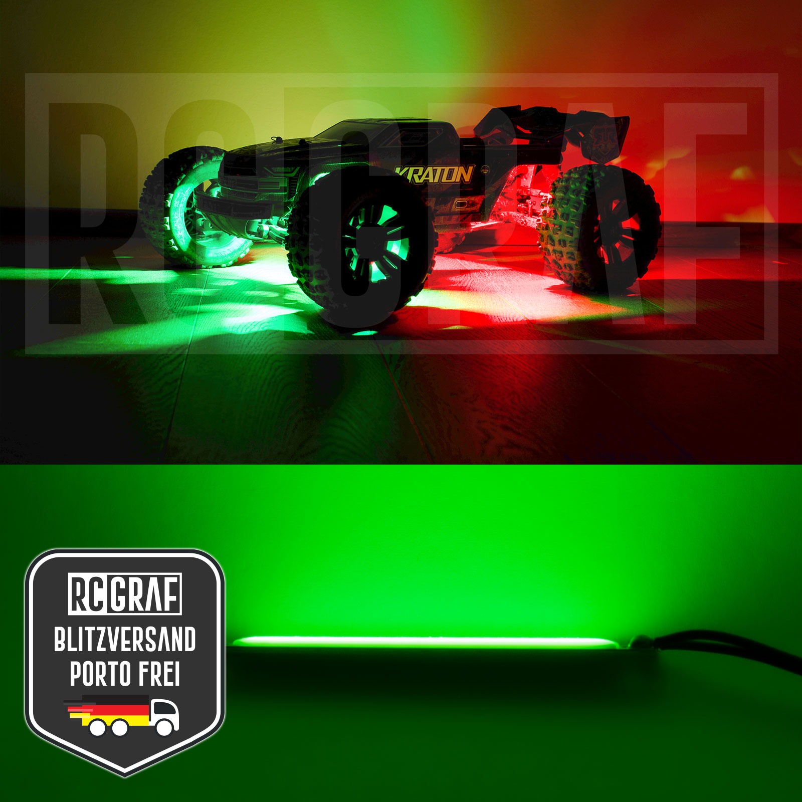 RC LED Lichtleiste in Grün 60x8mm Beleuchtung