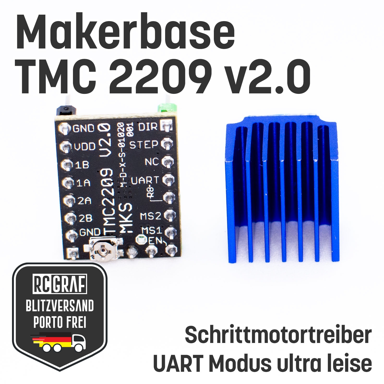 Makerbase TMC2209 V20 Schrittmotortreiber UART Modus ultra leise 2