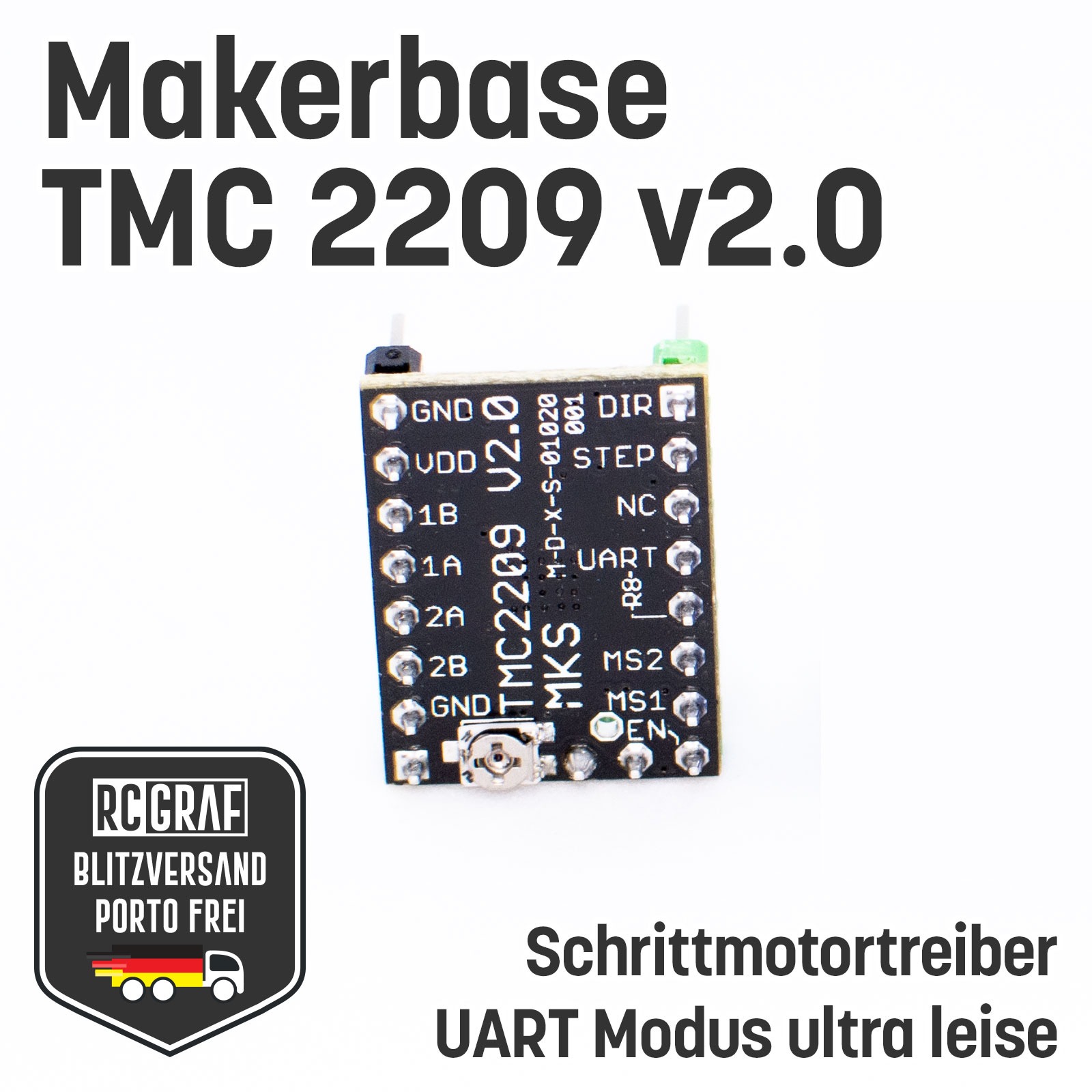 Makerbase TMC2209 V2.0 Schrittmotortreiber UART Modus ultra leise 4