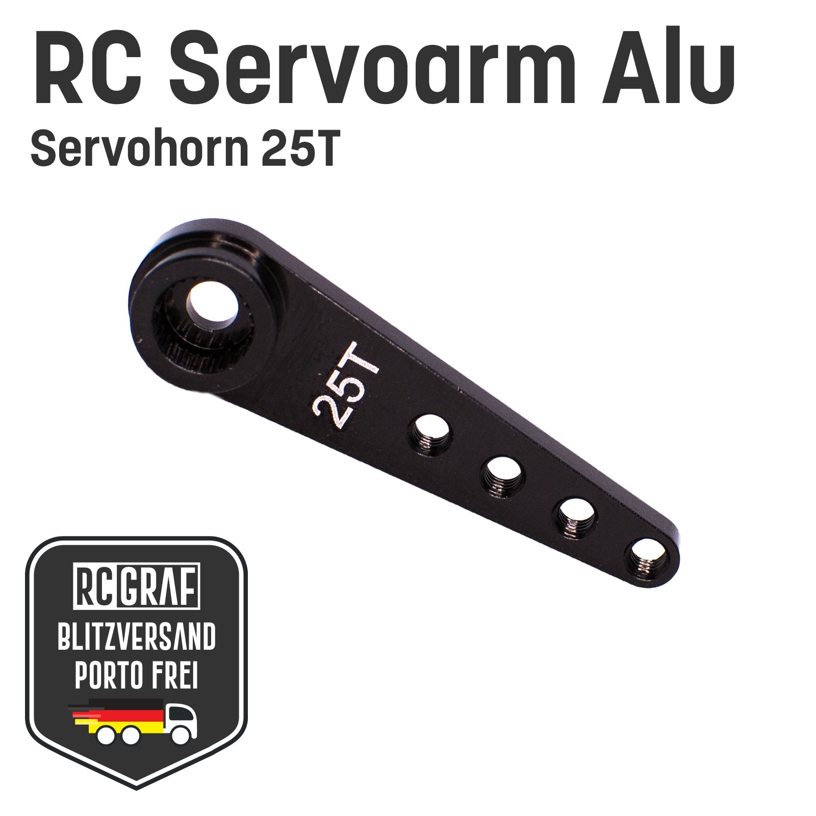 RC Servoarm Servohorn 25T Servohebel Alu Schwarz