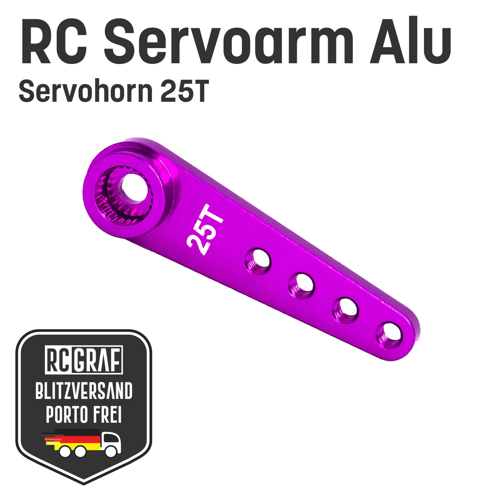 RC Servoarm Servohorn 25T Servohebel Alu Lila