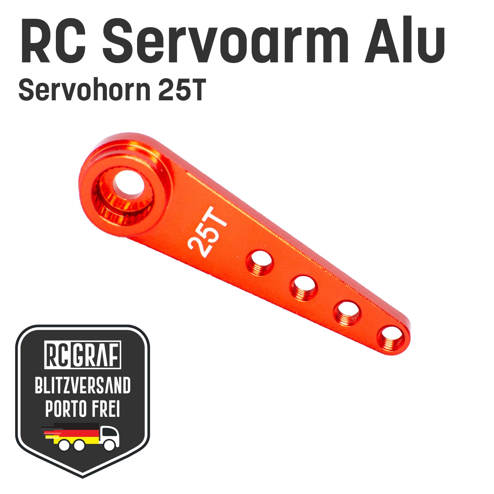 RC Servoarm Servohorn 25T Servohebel Alu Rot