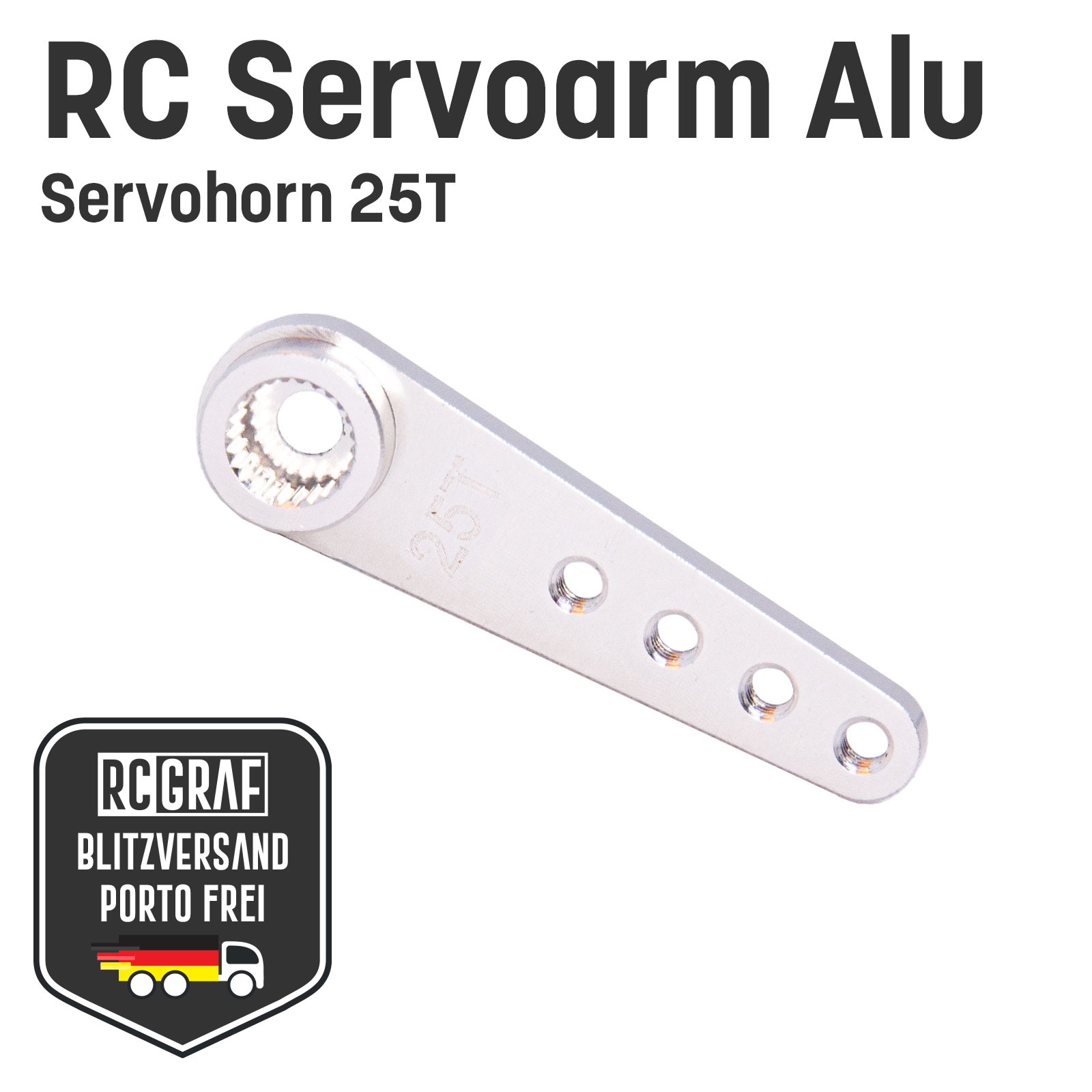 RC Servoarm Servohorn 25T Servohebel Alu Silber