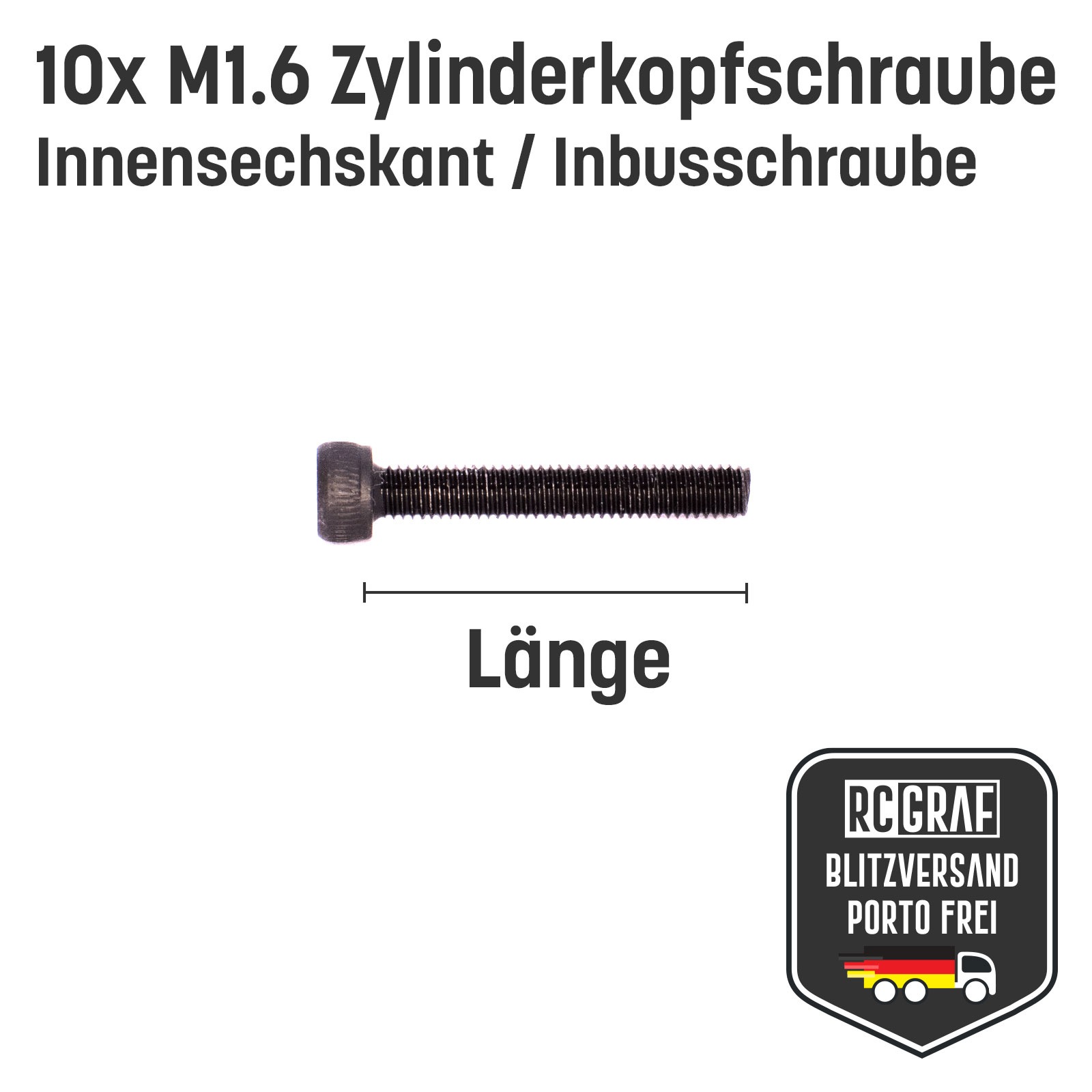 10 Stück M16x12mm Zylinderkopfschraube Schwarz Inbus