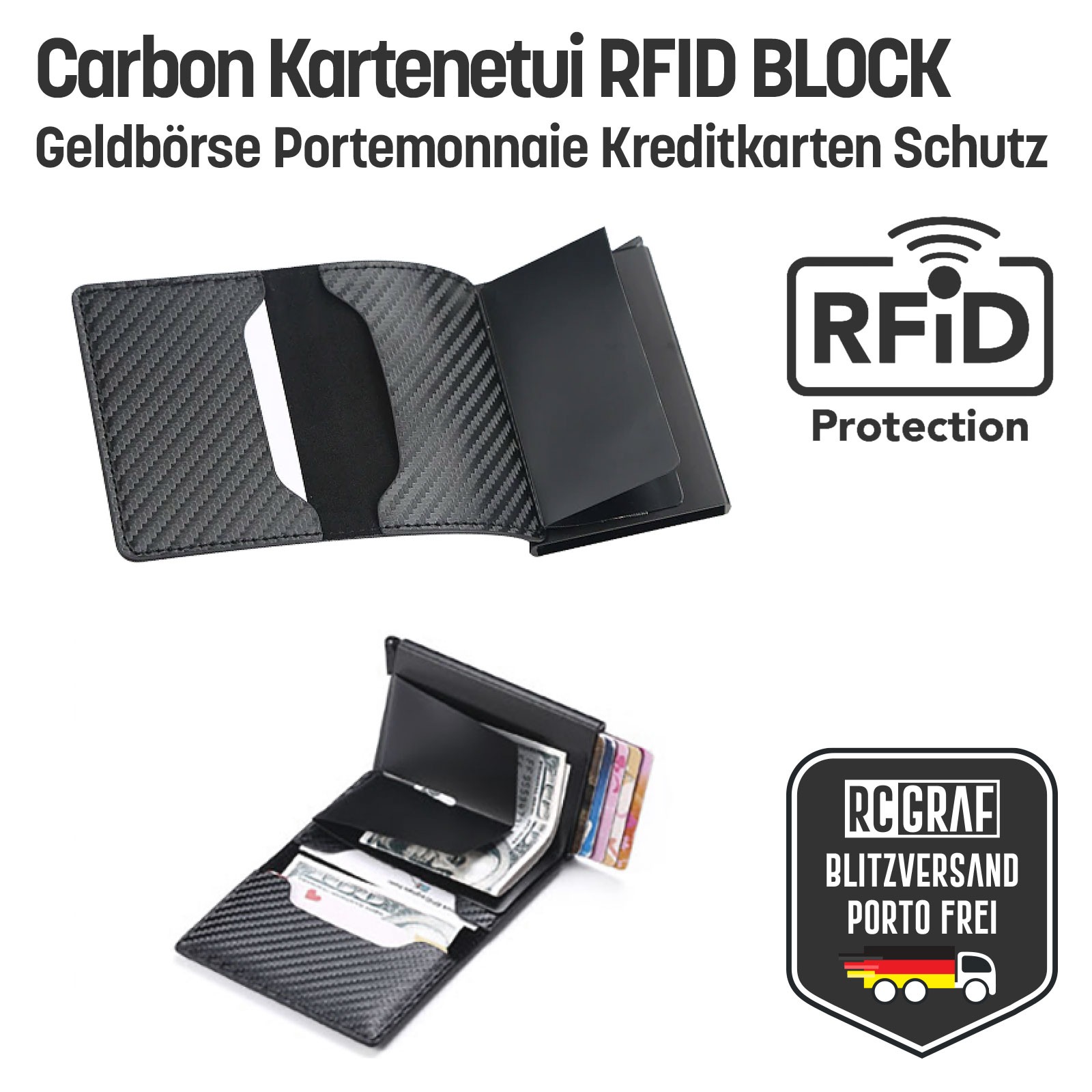 Premium Kartenetui Portmonee RFID Schutz Geldbeutel 3