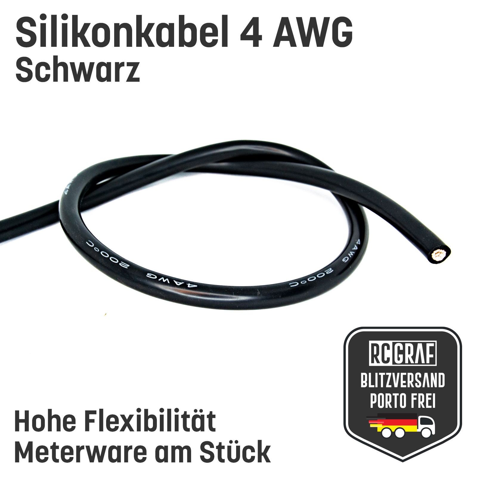 Silikonkabel 4 AWG hochflexibel Rot Schwarz Kupfer RC Kabel 2