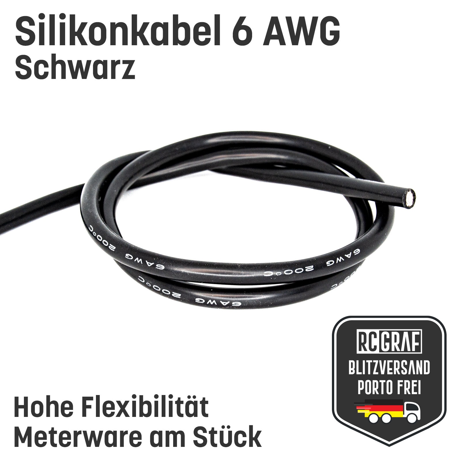 Silikonkabel 6 AWG hochflexibel Rot Schwarz Kupfer RC Kabel 2