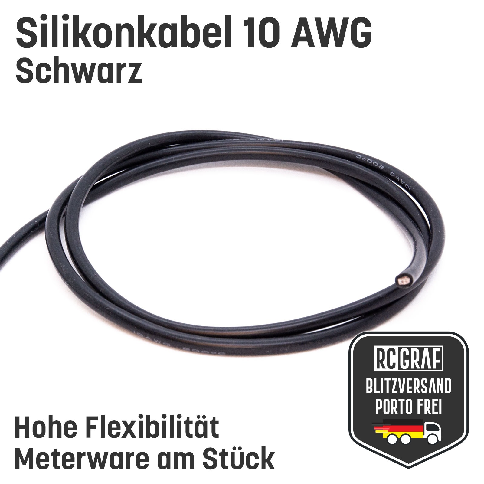 Silikonkabel 10 AWG hochflexibel Rot Schwarz Kupfer RC Kabel 2